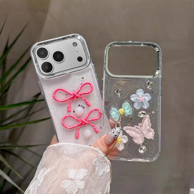 Pearl Butterfly Star Glue Phone Case for IPhone17 for Apple 16promax 3D 15 Soft Shell 14 Women