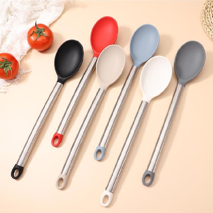 Practical Silicone Utensils Serving Spoon for Efficient Stirring and Scooping with Soft Grip and Spill Proof Assurances