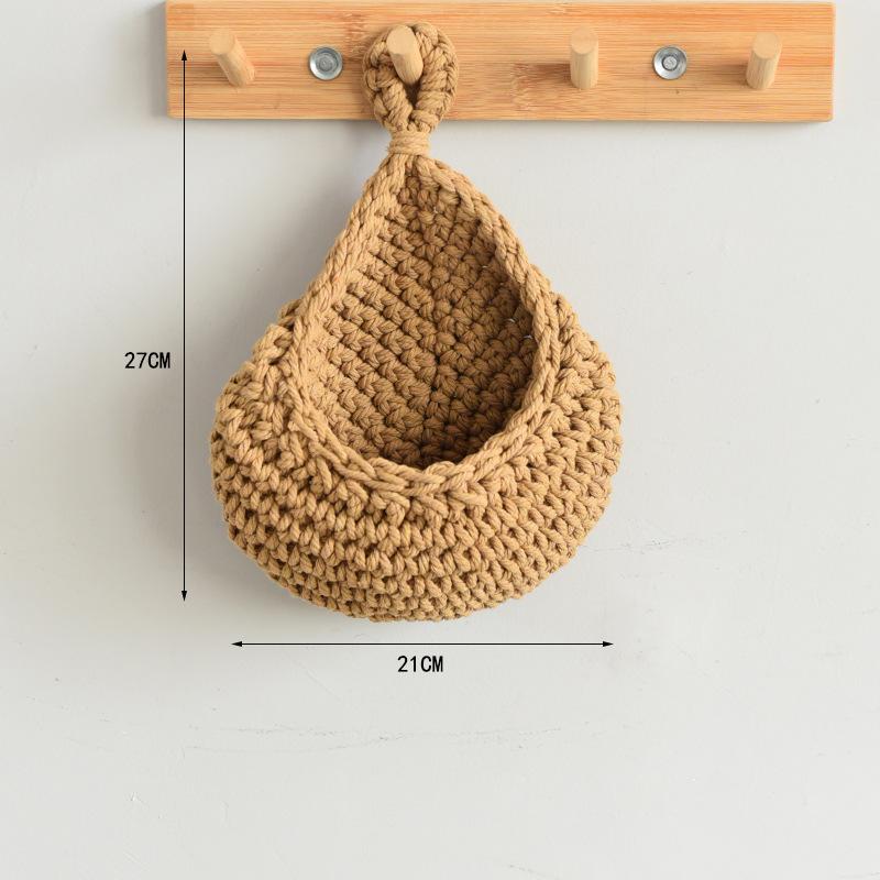 Water drop mesh pocket hand-woven bird s nest mesh cotton rope hemp rope crocheted fruit storage bag vegetable plant wall hanging pocket