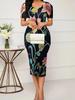 2026 Spring/Summer Women's Elegant Plus Size Printed Short Sleeve Dress - European & American Style