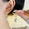Women S925 Silver Needle Snowflake Zircon Pearl Tassel Luxury Earrings