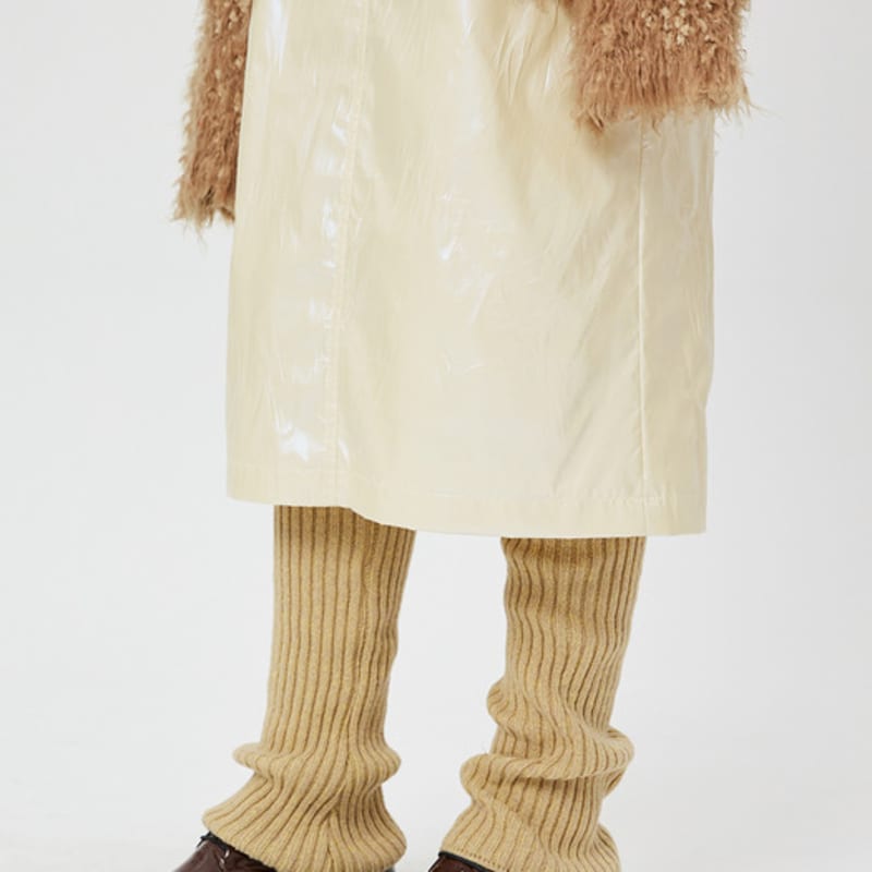 MOONSUN 2-Way Lambswool Ribbed Warmer / Melange Beige