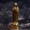 Brass Virgin Mary Figurines Portable Mini Vintage Style Religious Holy Mother Sculpture Collectibles Crafts Ornaments Home Decor