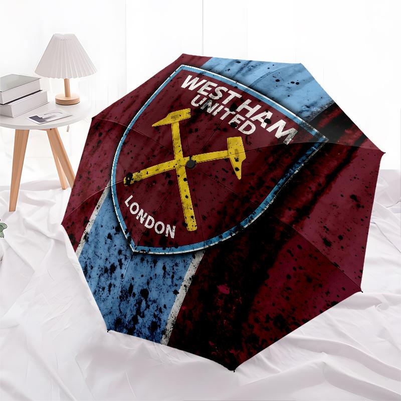 West Ham United pattern, automatic folding umbrella, portable and foldable design, 8 ribs, a Christmas or birthday gift.