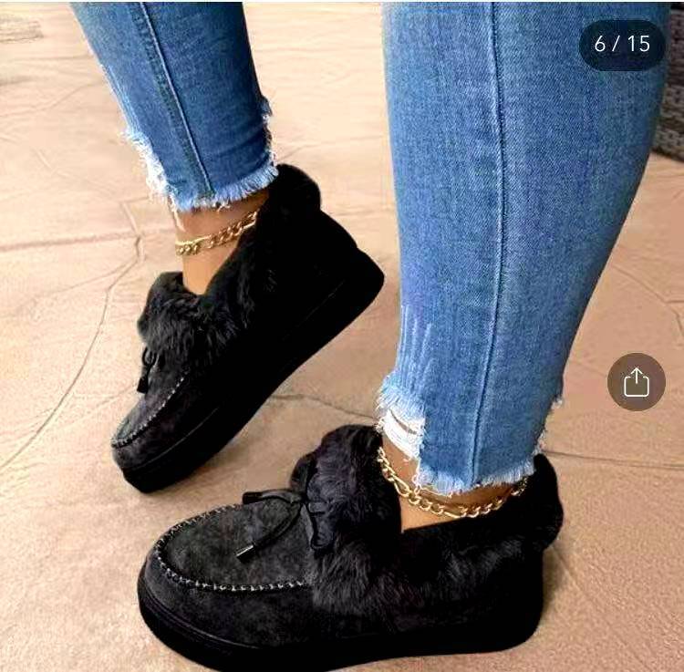 FGHJ Moda damska Płaskie buty śniegowe Ciepłe bawełniane buty