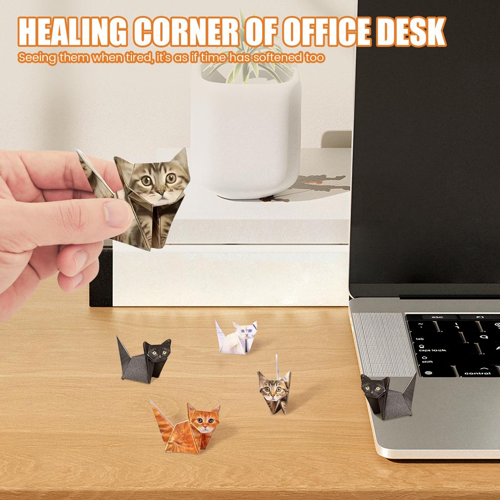 Zestaw Origami Koty Papierowe DIY Kreatywne Złóż Własne Figurki Kotów Papierowe Zwierzątka 3D Aktywność Rękodzieło Prezent Dla Miłośnika Kotków Ozdoby na Biurko