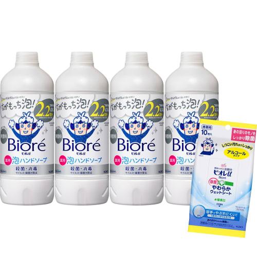Biore U Foam Hand Soap Unscented Refill 430ml x 4 pieces + Biore U Soft Disinfecting Wet Sheets 10 pieces