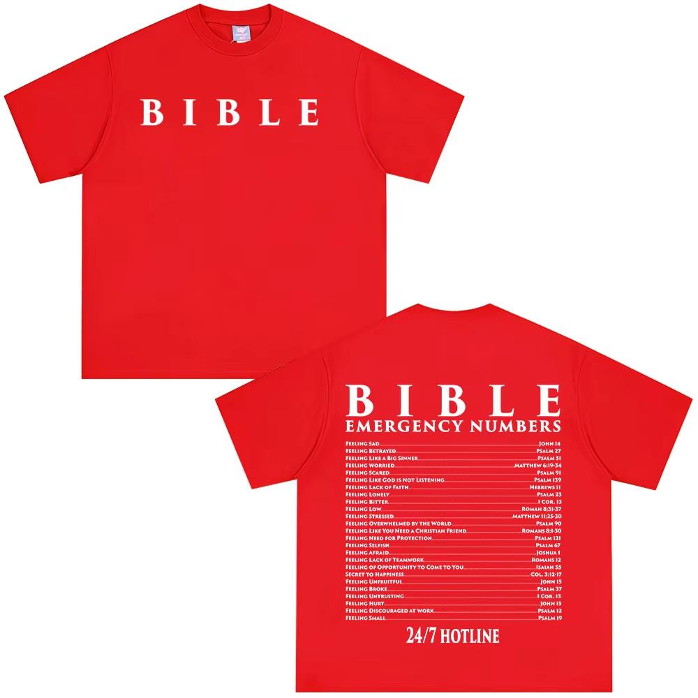 26 Funny Bible Emergency Numbers Tshirt Jesus God Faith Christian Unisex Women Fashion T Shirts T Shirt Streetwear