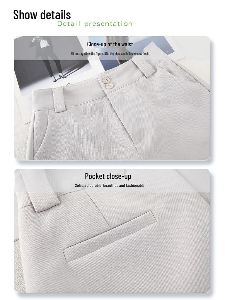 Spring 2025 Women's High-Waist White A-Line Suit Shorts - Casual, Loose Wide-Leg Design
