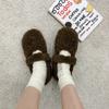 Fur Lining Women Flats Shoes Concise Round Toe Slip On Shoes Comfort Warm Cotton Outdoor Shoes For Autumn Winter