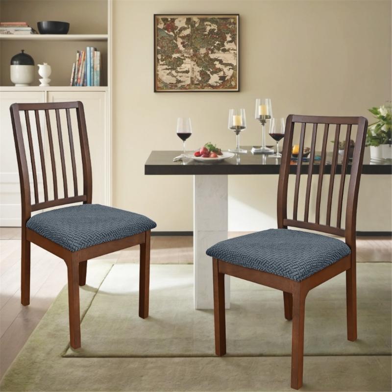 Stretch Dining Chair Seats Cover Striped Grid Elastic Upholstered Chairs Cushions Slipcover AntiDirty Protectors Removable
