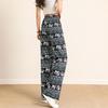 Women's Wide Leg Pants Elastic High Waist Drawstring Elephant Print Pants