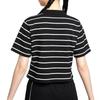 Nike Sportswear Small Logo Embroidered Color Block Striped Comfortable Casual Short Sleeve Polo Shirt Women Polo Shirts Black HM4649-010