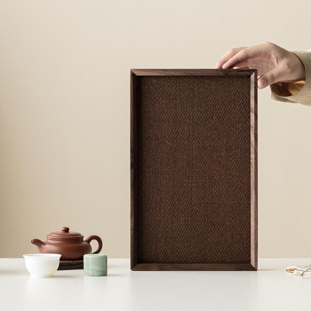 Light Luxury Chinese Walnut Wood Tray: Retro Dinner Plate, Fruit Bowl, Tea Tray, Coaster, Tea Set Accessory