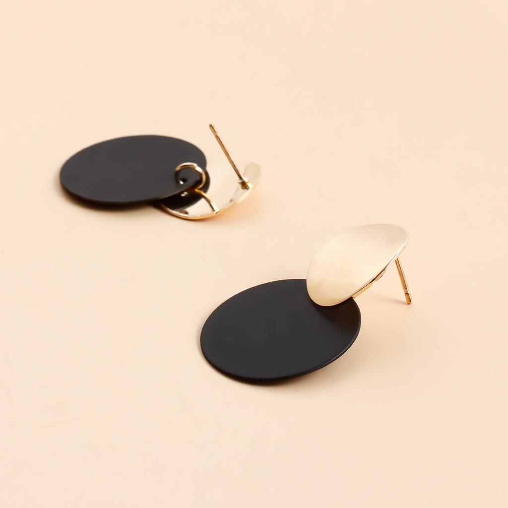 Geometric Versatile Disc Ring Earrings, Temperament God Cold Wind Paint Spray Paint Earrings