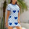 Lustiges Cartoon-Tierbuchstaben-Print-Kleid Damen Kurzarm Schlafanzugkleider Locker sitzendes T-Shirt Nachtwäsche Hauskleidung Nachthemd Loungewear