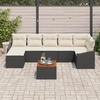 VidaXL Ensemble de Canapés de Jardin 8 pièces avec Coussins Noir Poly Rattan Acacia 3356528