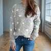 Autumn and Winter New Product Design Sense, Caring Jacquard Casual Round Neck Pullover Sweater, Women's Loose and Slimming Knitted Top 3496 KTB