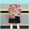 Stylish Boys Summer Short Sleeve Shirt Set For Kids With Floral Design And Soft Fabric