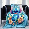 1pc Stitch Flowers Printing Blanket - Soft, All-Season Throw for Office Blanket,Personalized Gift with Adorable Cartoon Design