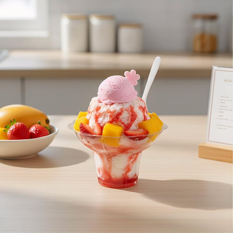 Kaufe 50 Stück Transparente Shaved Ice Becher Blumenförmige Snow Cone Becher Kleine Auslaufsichere Plastik Slush Snack Eisbecher Für Bar Par zum Preis ab 11