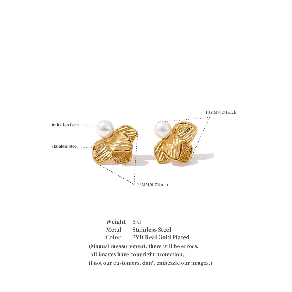 Eetit New Arrivals Stainless Steel Simulated Pearls Flower Stud Earrings Prevent Allergy Korean Attractive Women Quality Jewelry