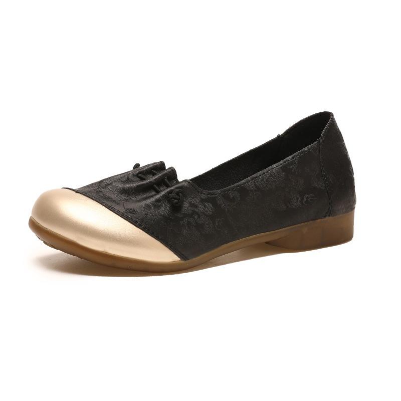 New Chinese Women's Shoes Mother Shoes Spring and Autumn Retro National Style Versatile Lazy Shoes Non-slip Casual Comfortable Shallow Mouth Si