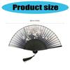 Floral Handheld Folding Fan Hand Held Silk Bamboo Fans with Tassels Hollowed Hand Foldable Fan for Dancing Wedding Decor