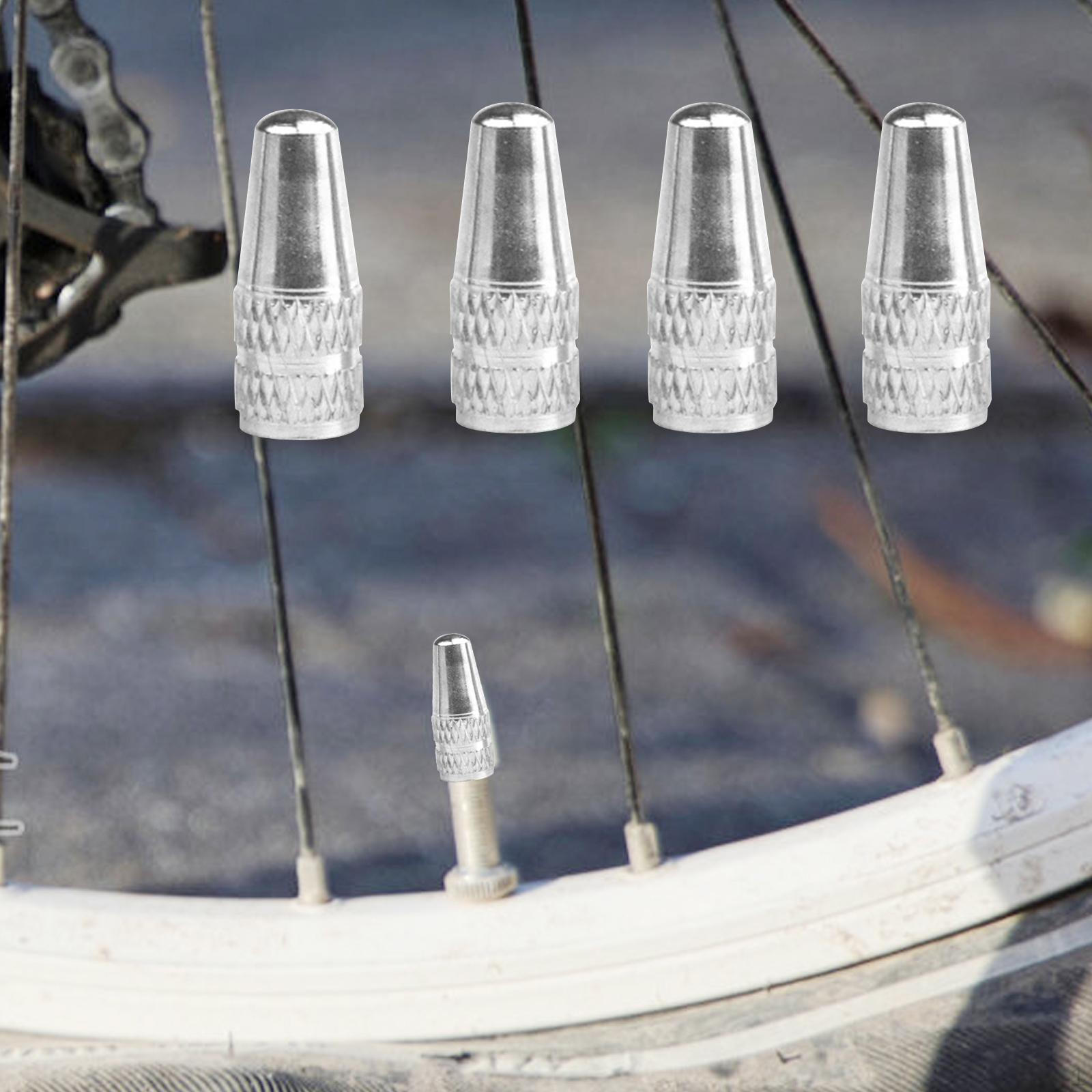 4 Pieces Bicycle Air Tire Valve Caps,Aluminum Alloy French Style Caps,Wheel Dust Covers,Valve серебряный