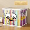 Große quadratische Buchaufbewahrungstasche PVC Transparenter Deckel Design Aufbewahrungsbox Reißverschluss Fröhliches Gesichtsmuster Organizer-Behälter Heimorganisation