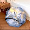 1 PC Automatic Folding Umbrella - Winter Snowy Owls Pattern, Portable & Foldable Design with 8 Ribs, Christmas Birthday Gifts
