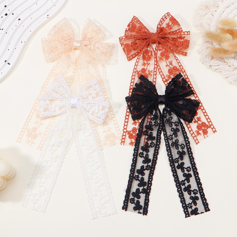 New Embroidery Hair Bows Lace Big Bows Hairclip Women Elegant Spring Clip Spring Summer Hair Accessories Women Barrettes