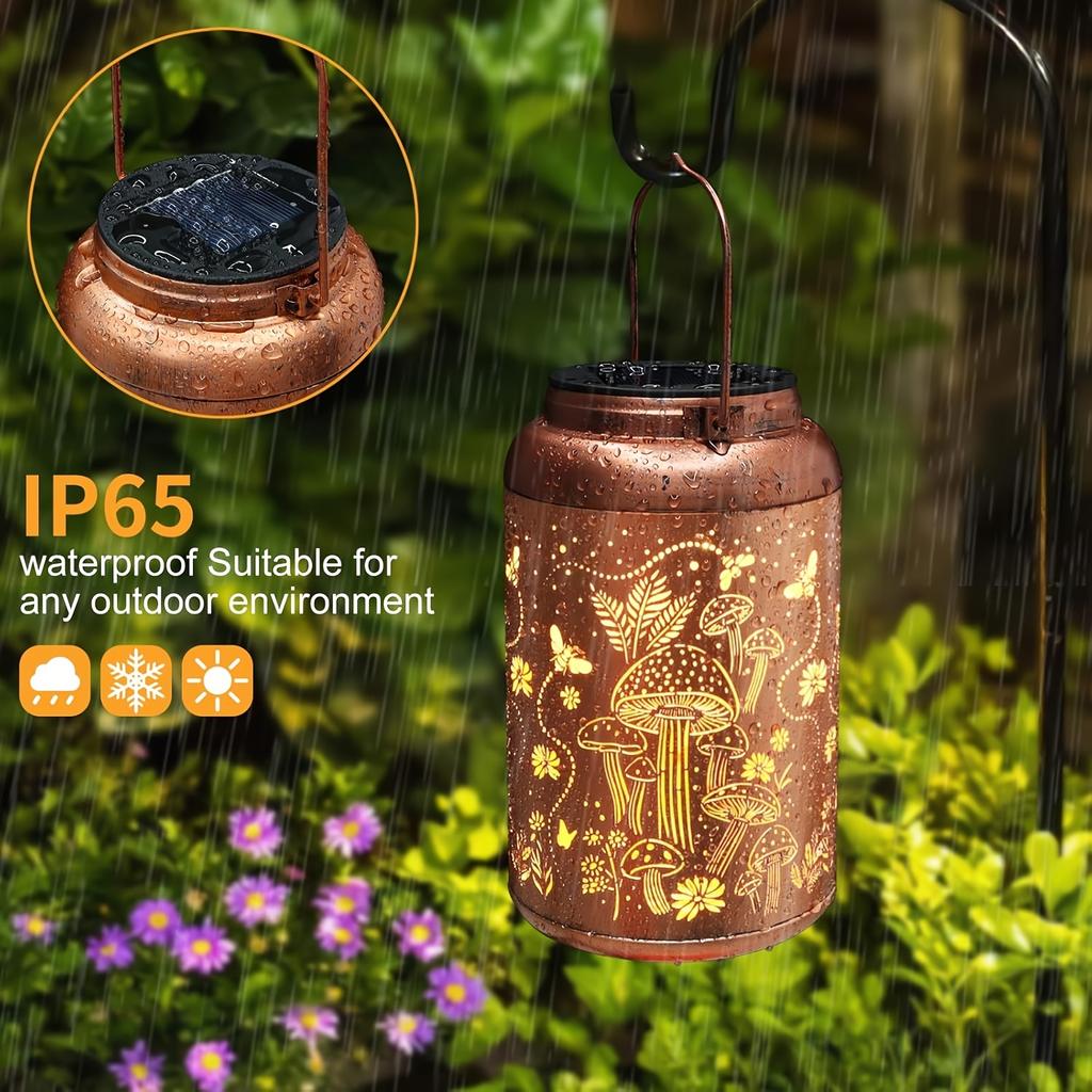 Solar Lantern Featuring a Hummingbird Design, Perfect for Outdoor Decor. It Includes a 600Mah Rechargeable Battery, Making It Ideal for Yard Art