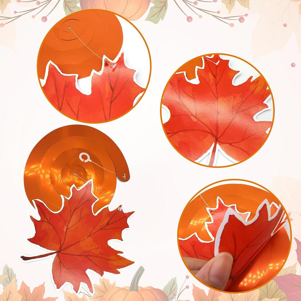 KALEFO 30Pcs Fall Decorations Autumn Hanging Swirls Thanksgiving Decoration Maple Leaf Themed Party Supplies Hanging Foil Swirl Decor for Home