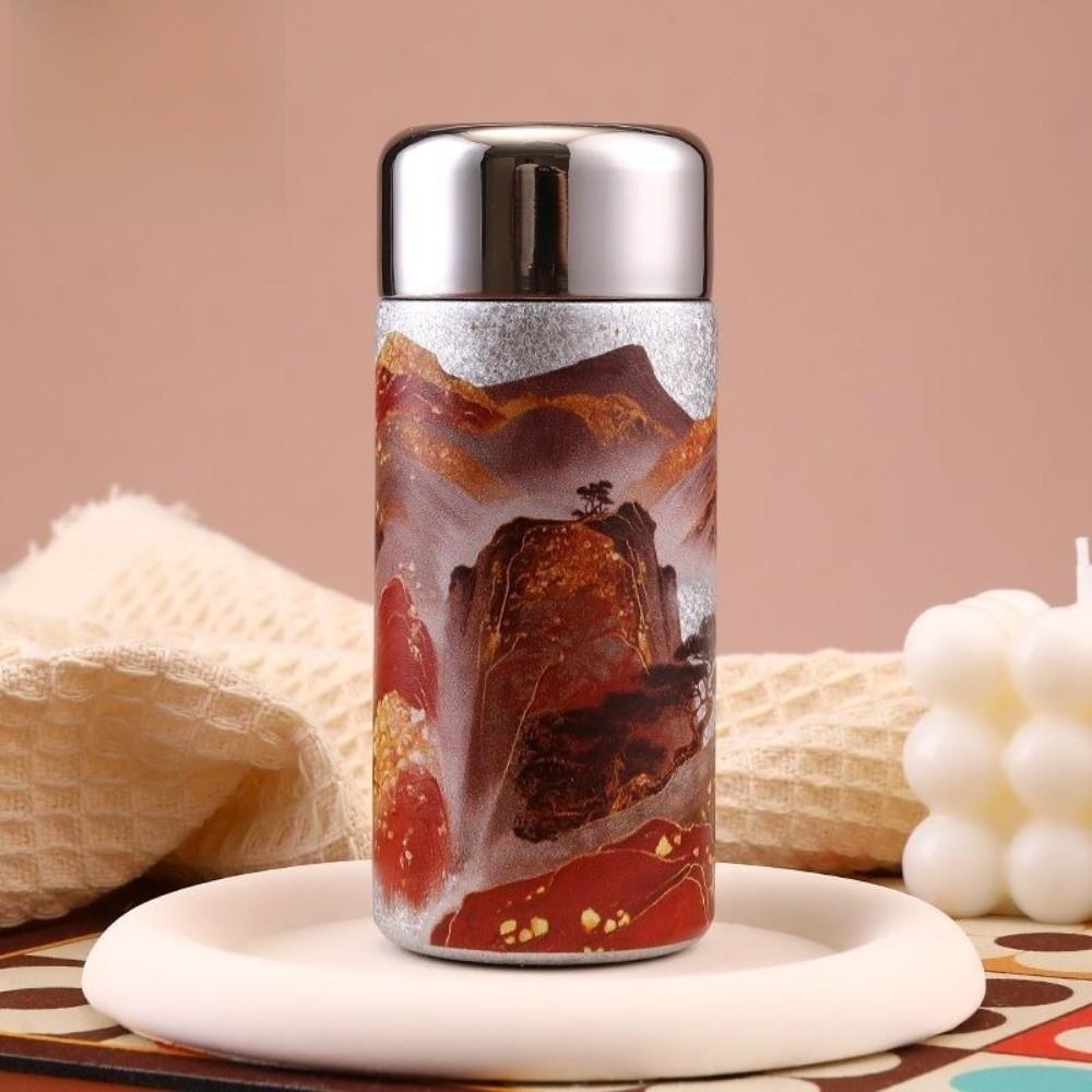 Portable Chinese Style Vacuum Cup 240ML Peacock Pattern Insulated Cup High Capacity Insulation or Cooling Thermal Water Bottle