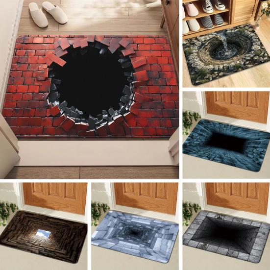 Optical Illusion Rug Non-Slip 3D Visual Trap Floor Mat Bottomless Hole Design Doormat for Entrance Living Room Playroom Office