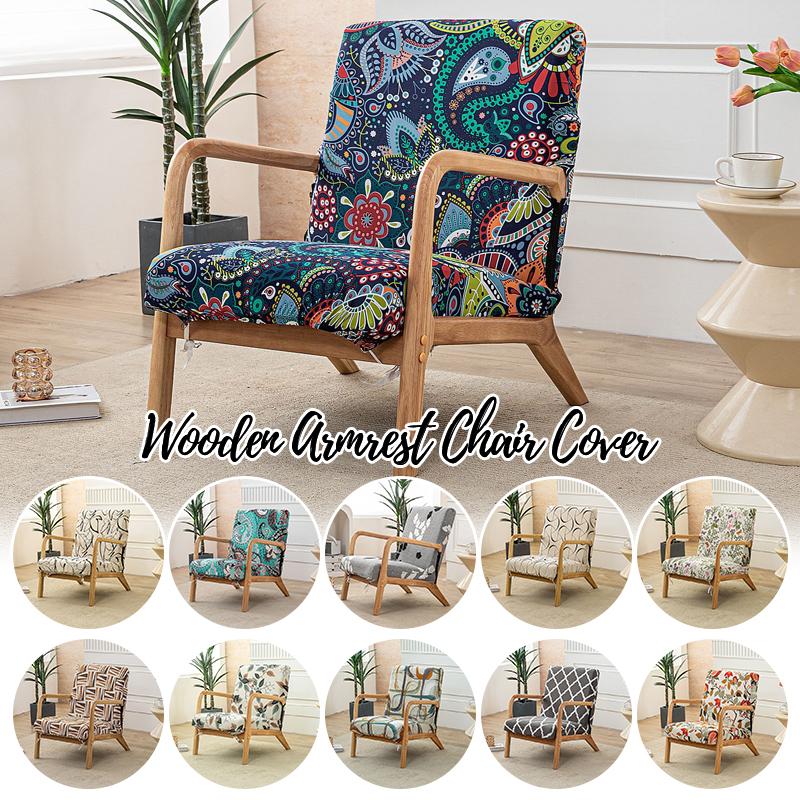 Home Decor Armchair Slipcover Elastic Chair Cover Zipper Stretch Wooden Arm Chair Cover Protector Removable Seat Cover