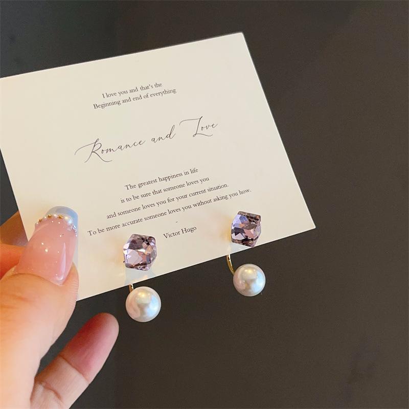 Zircon Pearl Earrings Women Minimalist Stylish Ear Dangles