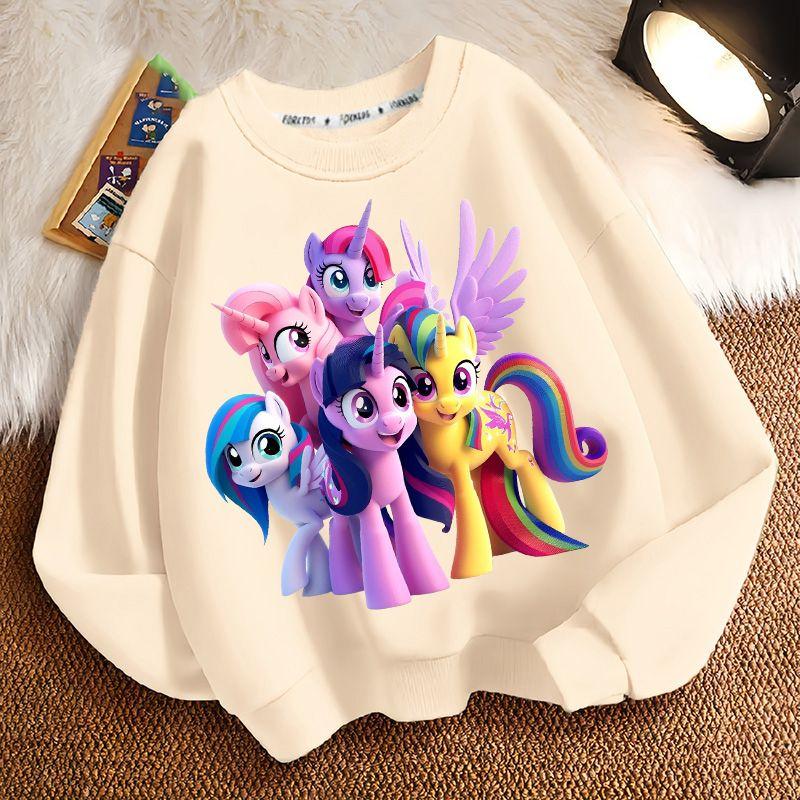 Schattige Kleine Paard Ronde Hals Hoodie voor Kinderen, Casual Top met Lange Mouwen voor Jongens en Meisjes in de Lente en Herfst