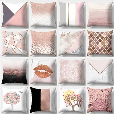 Office Living Room Home Pillowcase Pink Geometric Pillowcase Car Ornaments