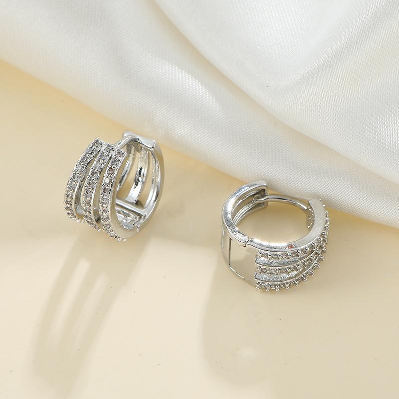 Huazi Style Zircon Stud Earrings for Women - Gold-Plated, Non-Fading Luxury Jewelry