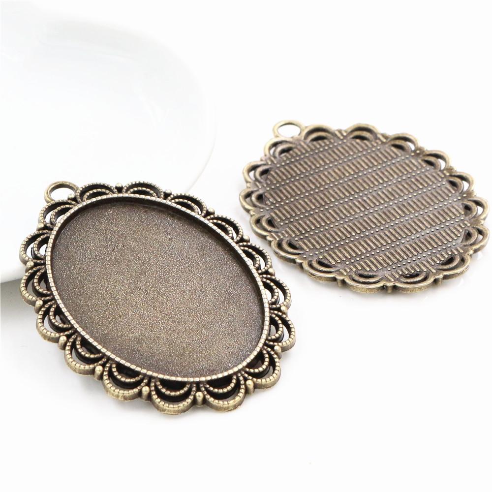 5 Stück 30x40mm Innenmaß 7 Farben Vergoldete Cabochon-Fassung Anhänger Charms