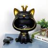 Estátua de gato rindo, resina, estátua de gato da sorte, decoração, recipiente criativo para itens pequenos, acessórios de armazenamento de mesa fofos