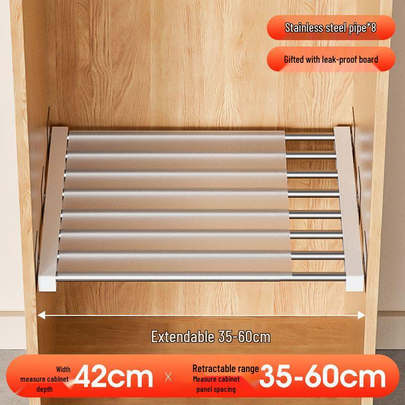 Multi-Layer Divider Cabinet & Telescopic Shoe Rack with Stainless Steel Sink Shelf