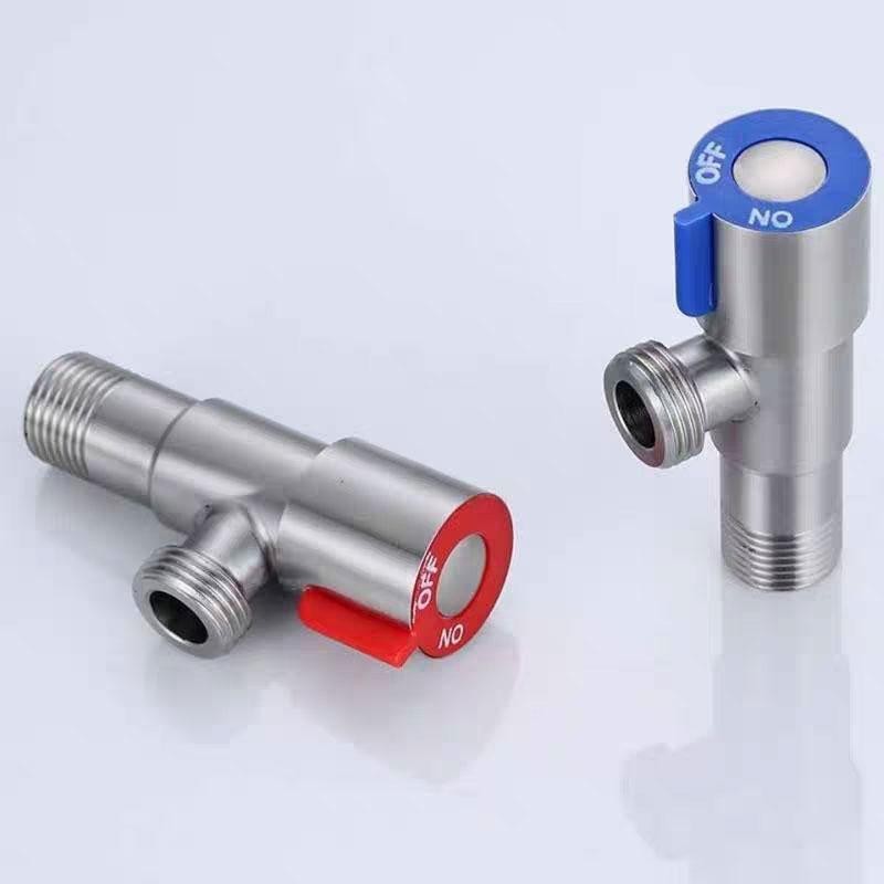 1Pcs Stainless Steel Angle Valve Thread Triangle Valve Hot and Cold Water Valve Bathroom Connector for Toilet Basin Water Heater