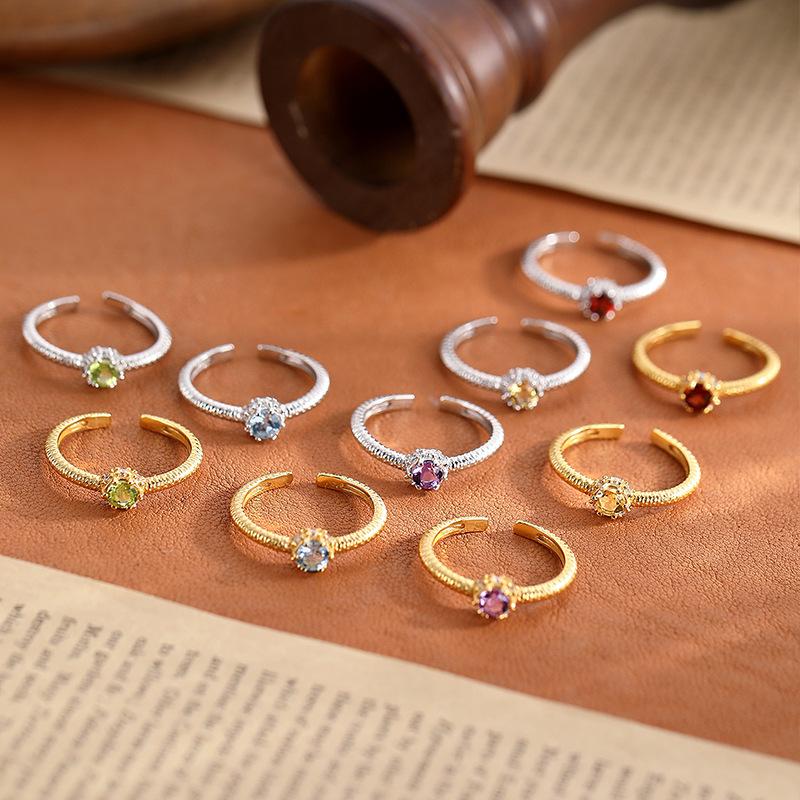 Elegant S925 Silver Ring, Natural Gemstone, Adjustable Band, Premium Jewelry for Her