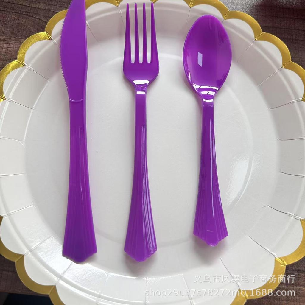 Fluorescent Green Green Pink Dovetail Knife And Fork Spoon Family Banquet Supplies Colored Tableware Western Food Fruit Knife And Fork