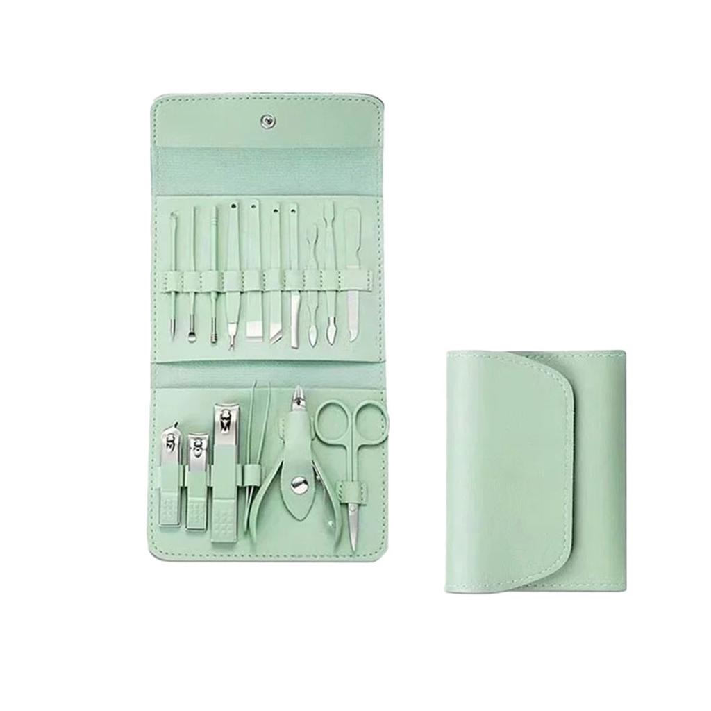 Clipper Set 16 Piece Nail Tools Matcha Green Pedicure Knife Nail Scissors Ear Pick Nail Clipper