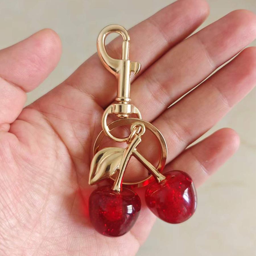 Cherry Bag Pendant Women's Bag Accessory Car Key Pendant Elegant Couple Gift Cherry Bag Charm