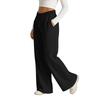 Women's Casual -Color High-Waisted Wide-Leg Drawstring Pants With Pockets